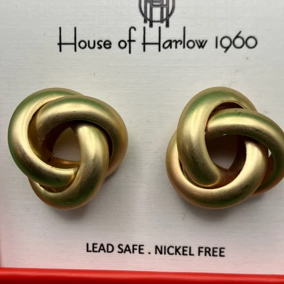 House of Harlow 1960 Gold Trinity Knot Earrings - Picture 3 of 4